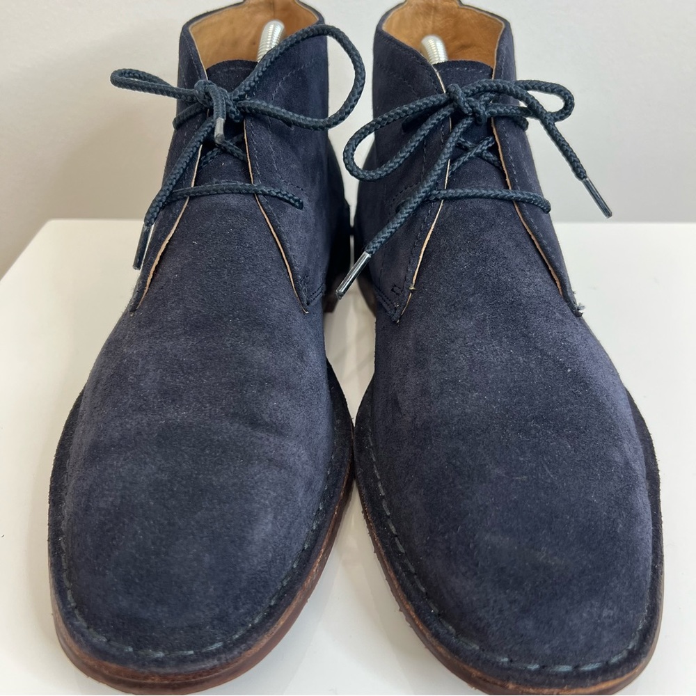 Trask Navy Blue Suede Leather Brady Lace Up Chukka Boot Vibram Sole Men’s Sz 8.5 - Picture 4 of 14